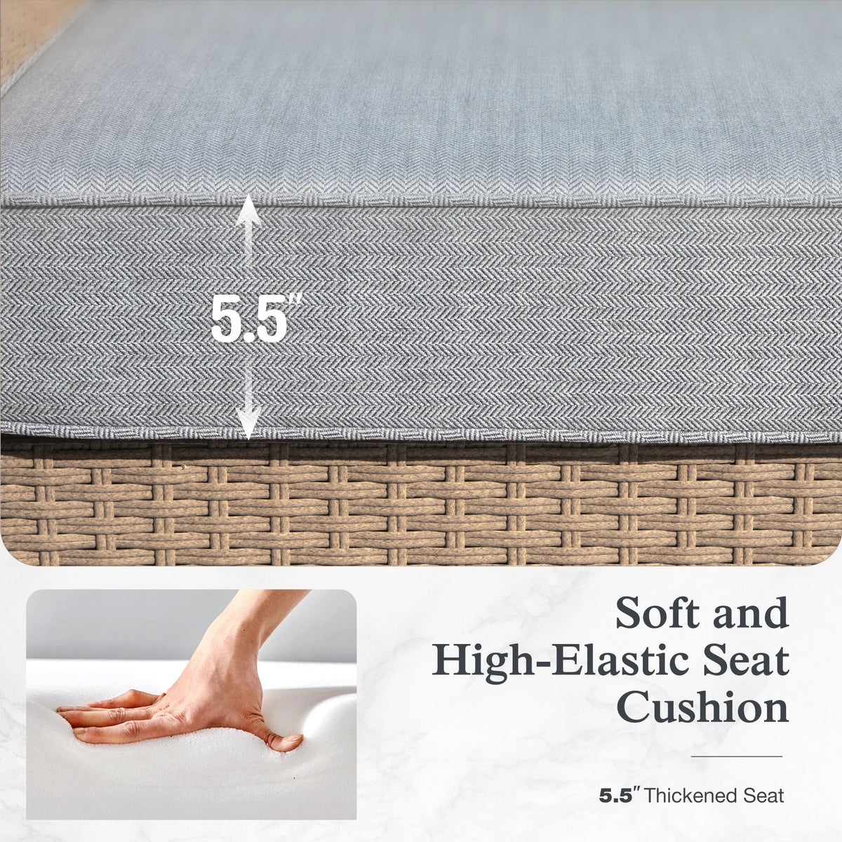 Sophia & William 6 Pieces Wicker Patio Furniture Set 7-Seat Outdoor Cushioned Conversation Set with Coffe Table, Beige