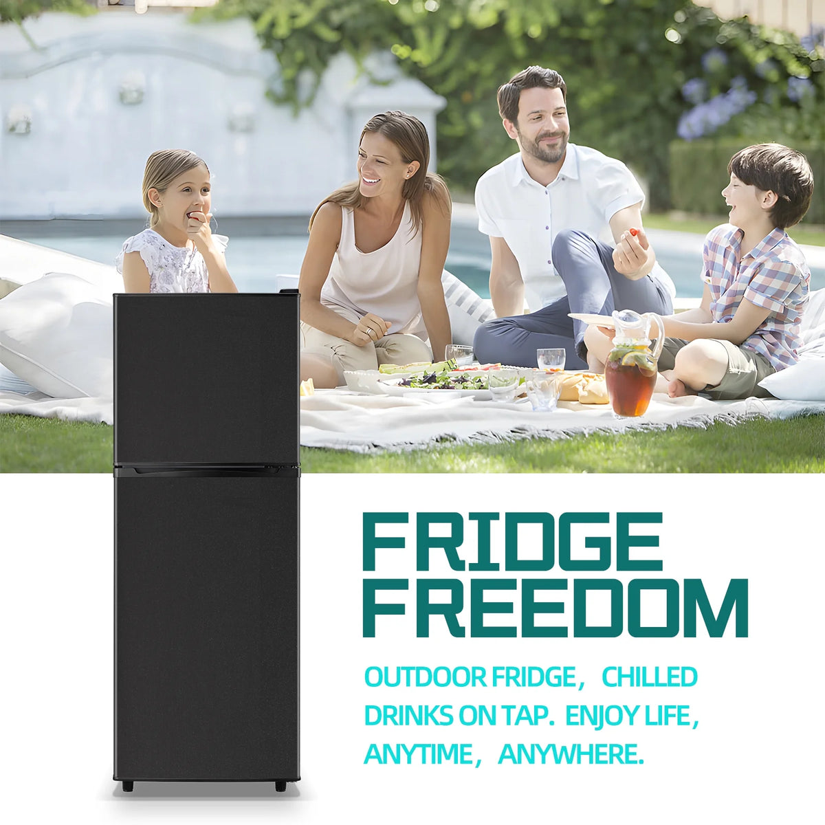 JIEJIA 5.0 Cu.Ft Apartment Size Refrigerators with Separate Freezer, 2 Door Refrigerator, Small Fridge with Freezer, Gray