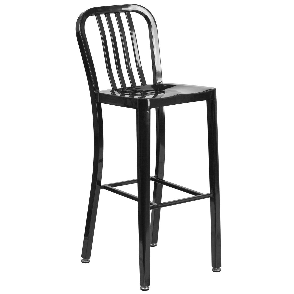 Flash Furniture Earl Commercial Grade 24" Round Silver Metal Indoor-Outdoor Bar Table Set with 2 Vertical Slat Back Stools