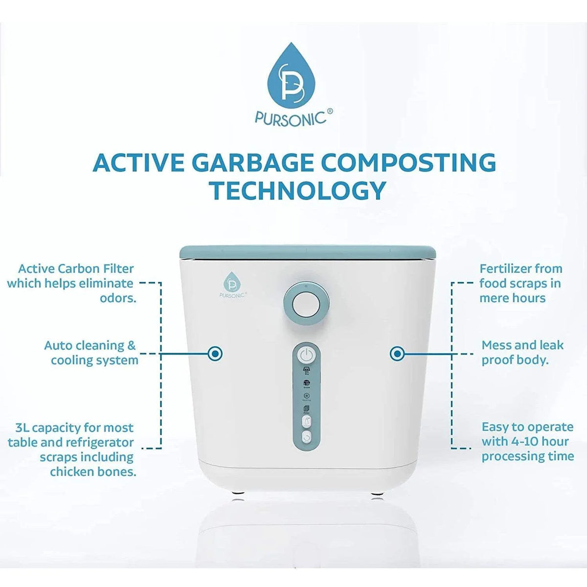 PURSONIC Electrnic Food Waste Composter - Fertilizer from Food Scraps