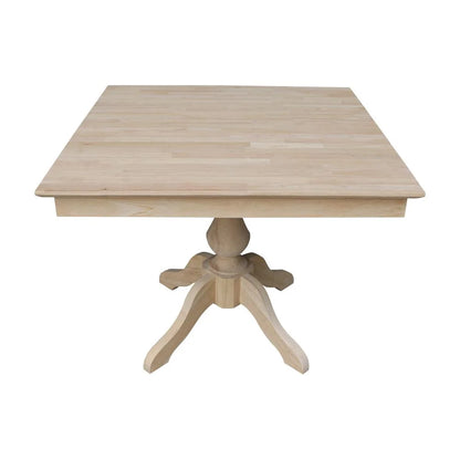 36" x 36"  Natural Solid Wood Square Top Pedestal Table - 29.9" Height
