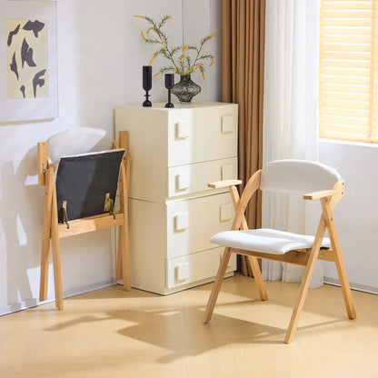 IVV 2-Pack Beechwood Folding Chairs with Cushioned Seat and Backrest, No-Assembly Guest Chairs for Home, Office, or Events (Beige)