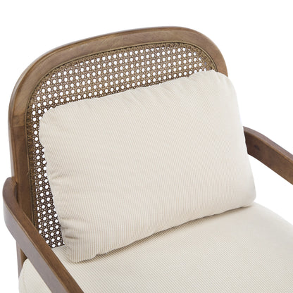 Christopher Knight Home Mid-Century Modern Accent Chairs, Wood Frame with Rattan Backrest, Grayish Green, Set of 2