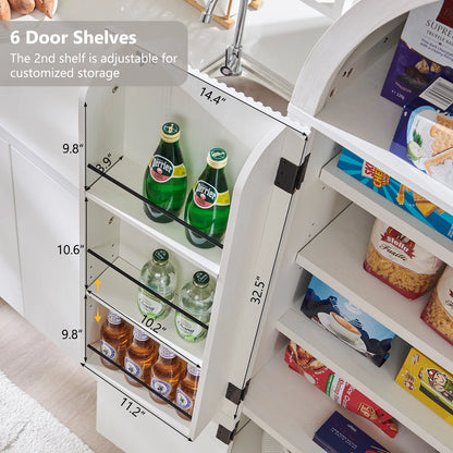 IFGET 71" Tall Arched Kitchen Pantry Storage Cabinet, Large Storage Cabinet with Adjustable Shelves, Pantry Cabinet for Kitchen, Dining Room