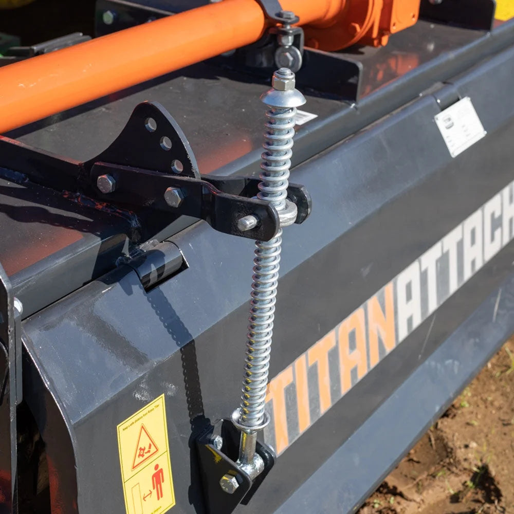 Titan Attachments 72n PTO Driven Rotary Tiller, Category 1, 3 Point Hitch, Single Speed Gear Drive, L-Shaped Tines Work 5in Deep