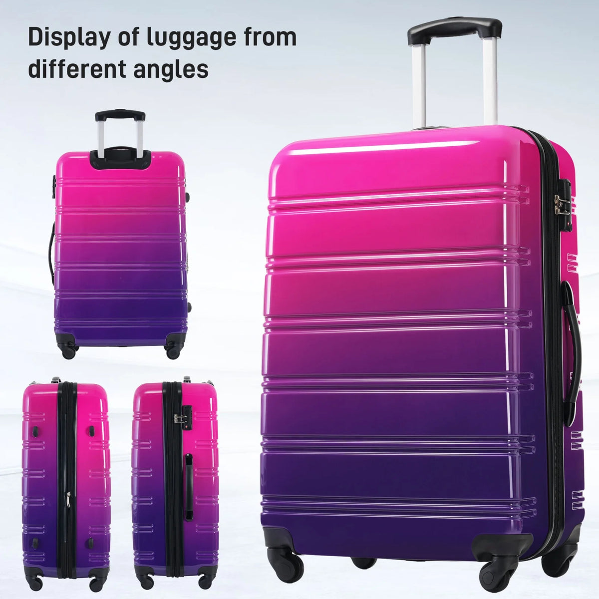 3 Piece Luggage Sets, Hard Shell Suitcase 20/24/28 Inches with TSA Lock and Spinner Wheels, Expandable Lightweight Travel Luggage for Men Women, Multicolor purple