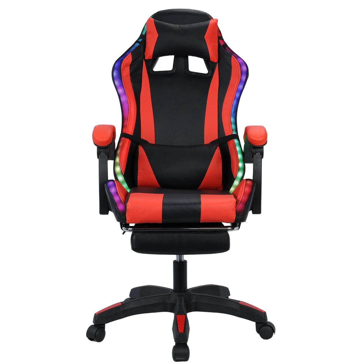 Gaming Chair with Bluetooth-compatible Speakers and RGB LED Lights, Ergonomic Massage Computer Gaming Chair with Height Adjustable, Video Game Chair High Back with Lumbar Support