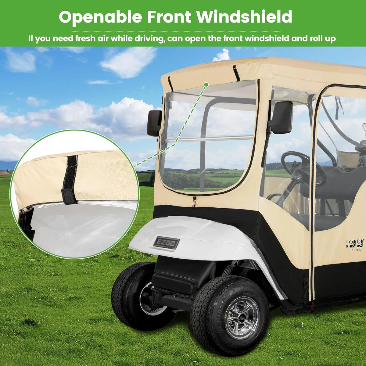 10L0L 2 Passenger Golf Cart Enclosures Fit EZGO TXT RXV, Waterproof Driving Cover Black Golf Cart Accessories