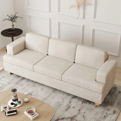 LUMIHO 89" Modern Corduroy Sofa,3 Seater Couches for Living Room, Bedroom,with Deep Seat,beige