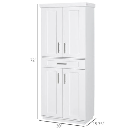 HomCom Modern Kitchen Pantry Freestanding Cabinet Cupboard with Doors and Shelves, Adjustable Shelving