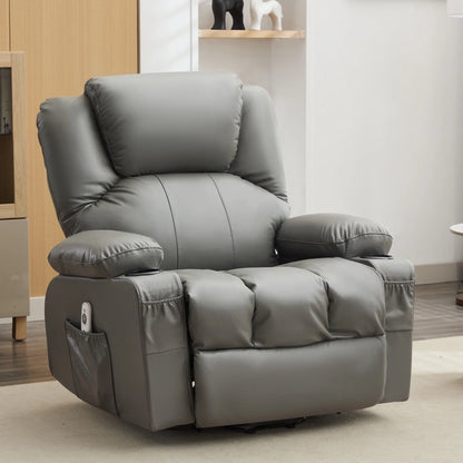 JONPONY Power Lift Recliner Chair Recliners for Elderly with Heat and Massage Recliner Chair for Living Room with Infinite Position and Side Pocket,USB Charge Port,Black