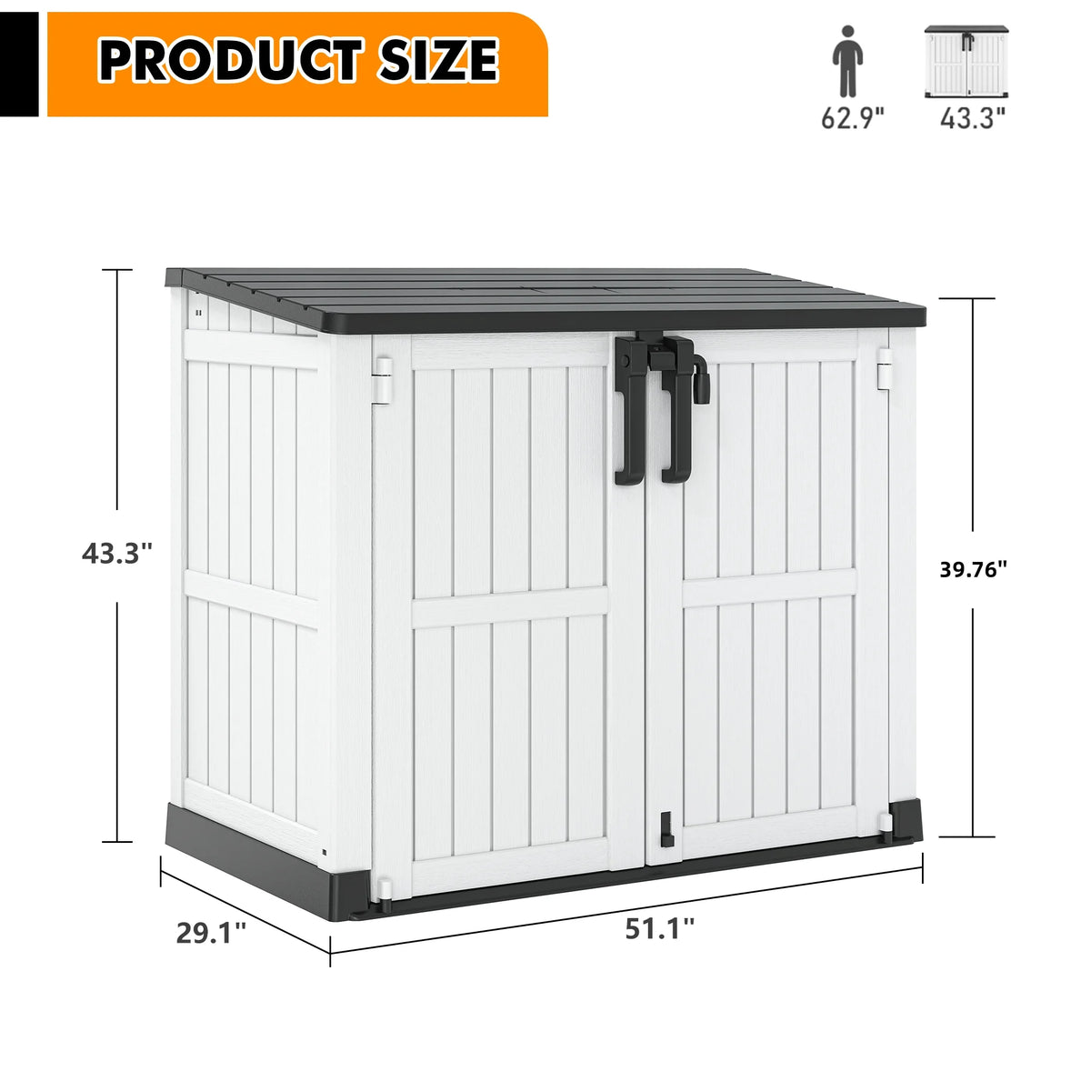 Bifanuo Outdoor Resin Storage Shed 34 Cu.ft Garden Storage Extra Large Capacity Weather Resistant Storage Box, Lockable Resin Waterproof Shed for Bike, Lawnmowe, Garden Tools