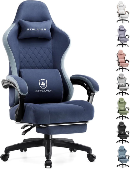 GTPLAYER Ergonomic High Back Pocket Spring Cushion Gaming Chair with Footrest & Linkage Armrests, Black