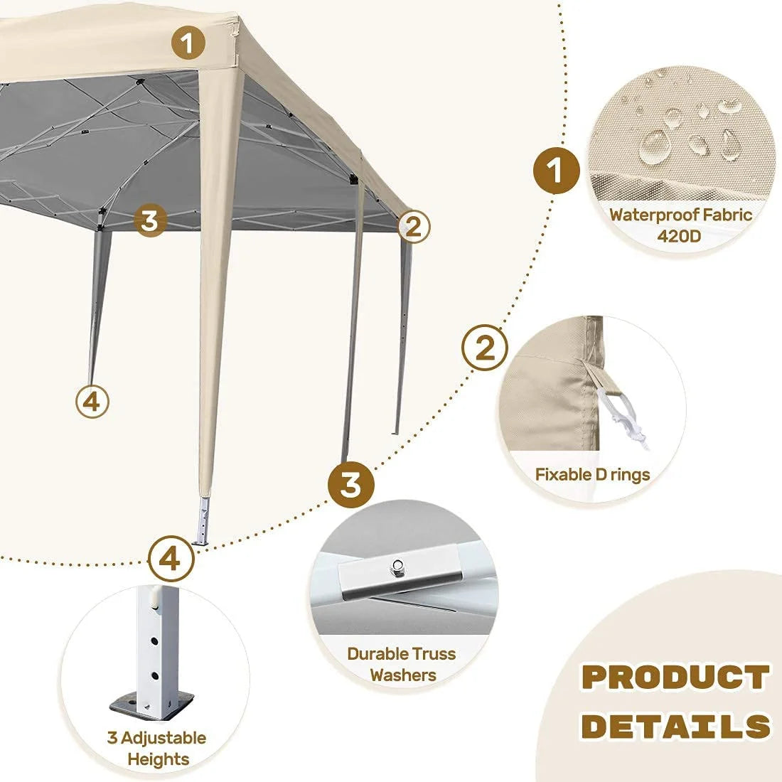 Quictent 10x20ft Easy Pop up Canopy Tent Instant Outdoor Canopy Shelter Folding Party Tent, White