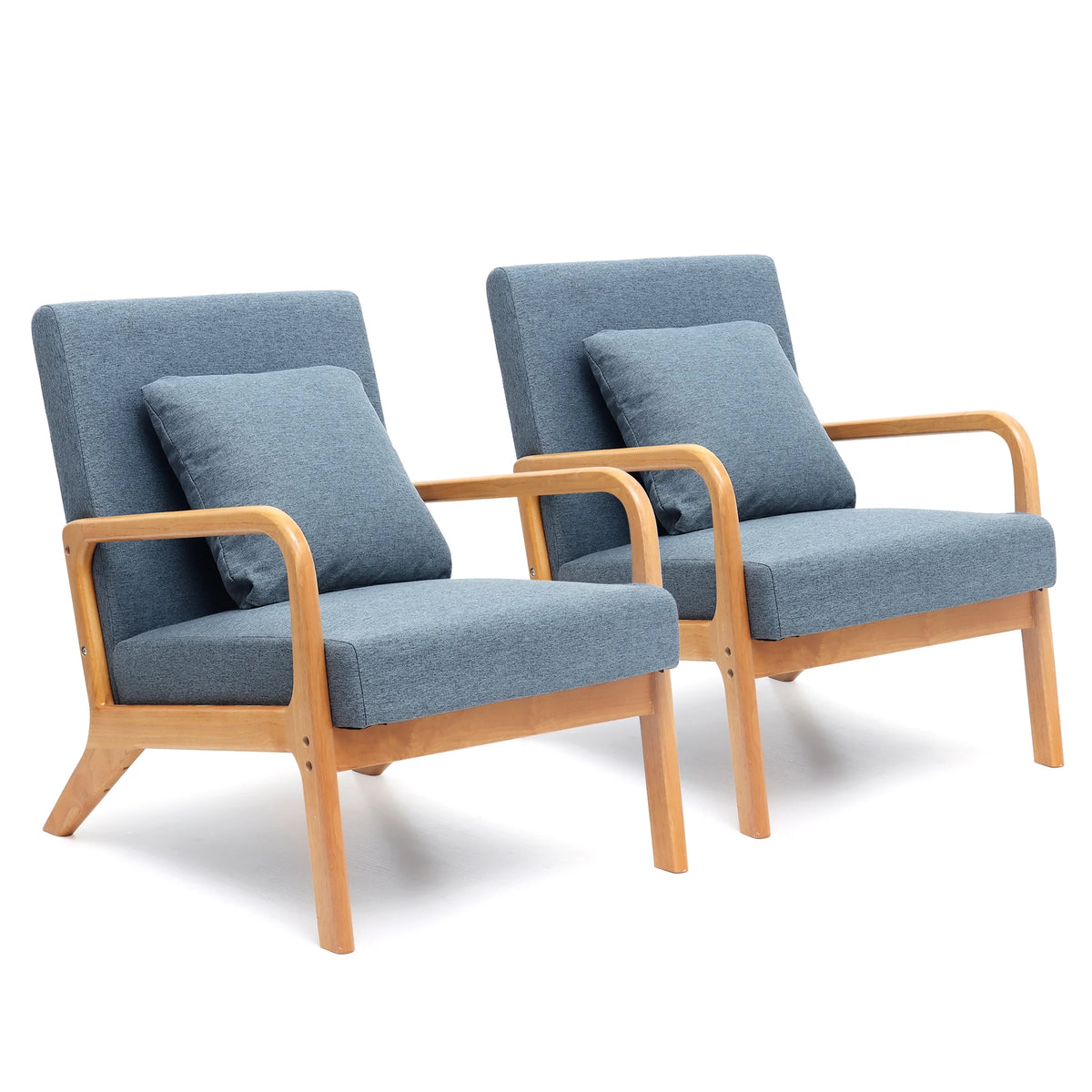 JULY'S SONG Mid Century Modern Accent Chair Set of 2, Linen Upholstered Reading Chairs for Living Room, 25.6" W Fabric Comfy Armchair, Beige