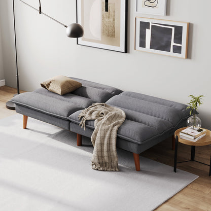Linsy Home 71" W Corduroy Convertible Futon Sofa Bed, Army Green