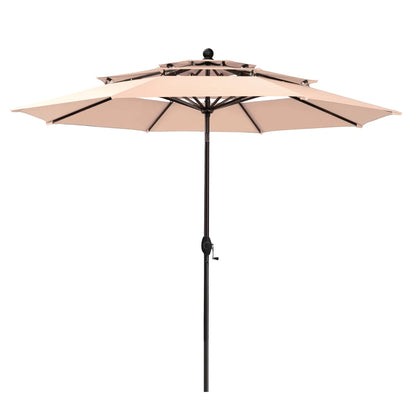MAISON ARTS Outdoor  6-piece Patio Dining Set, 1 Square Metal table, 4 Adjustable Folding Chairs and 10ft Umbrella Red