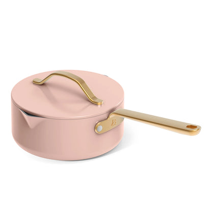 Beautiful 12pc Ceramic Non-Stick Cookware Set with Strainer Lids, White Icing by Drew Barrymore