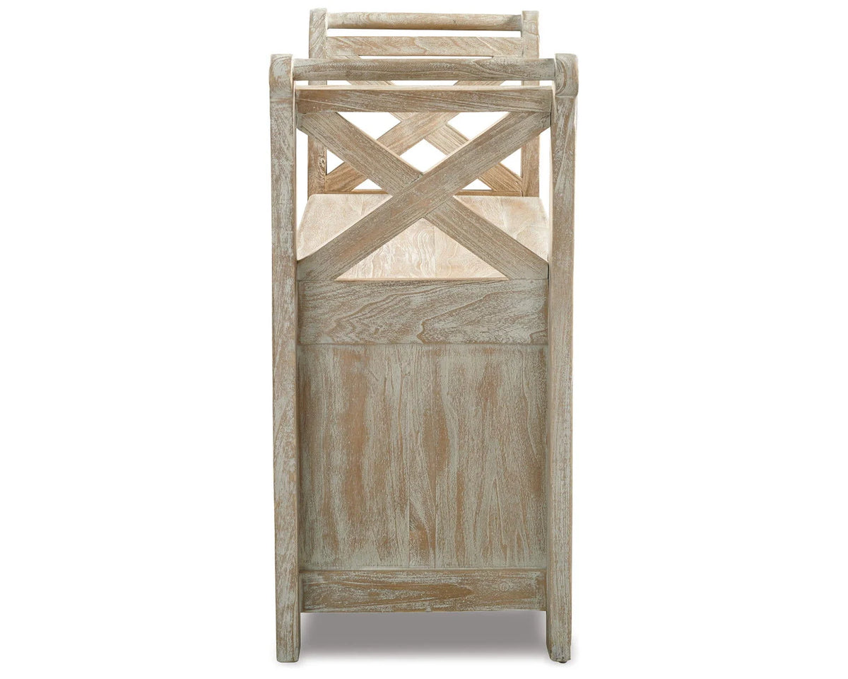 Signature Design by Ashley Casual Fossil Ridge Accent Bench  Whitewash