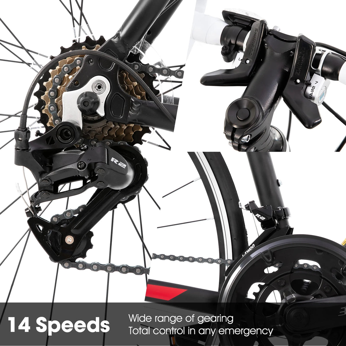 Hiland Road Bike,Shimano 14 Speeds,Light Weight Aluminum Frame,700C Racing Bike for Men