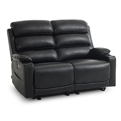 MCombo 63.4" Power Loveseat Recliner Sofa with Adjustable Headrest, Heat and Massage for Living Room, Faux Leather(Light Grey)