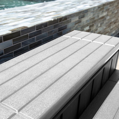XtremepowerUS Hot Tub Steps With Storage, Spa Step, 36" Length, Camper/Deck Steps, Anti-Slip Brown