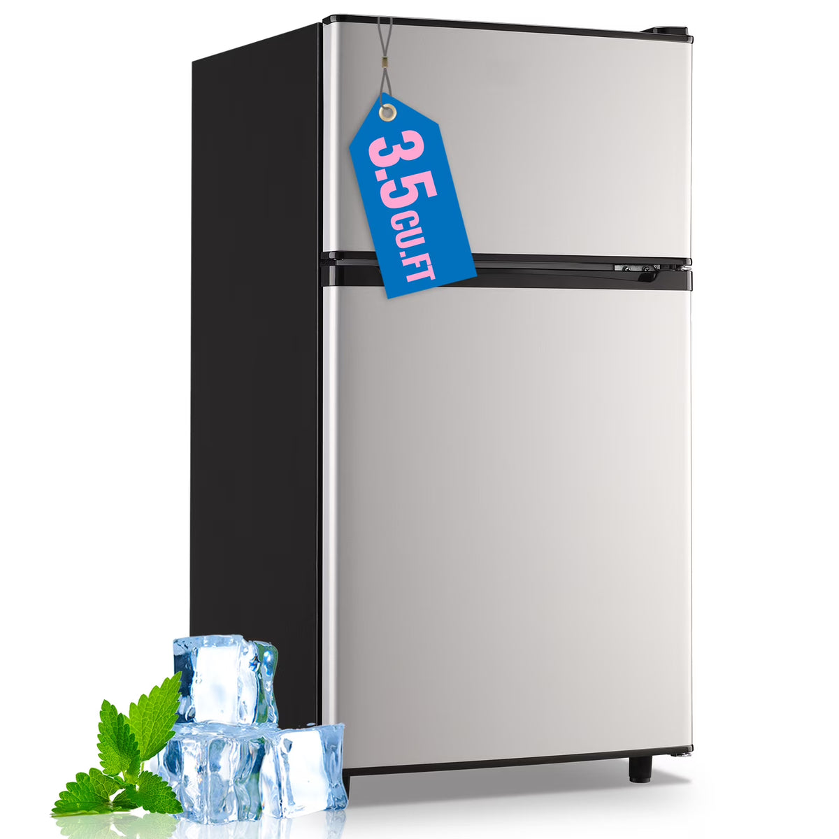WANAI 3.5 Cubic feet Small Refrigerator with Freezer on Top Double Door Mini Fridge New White