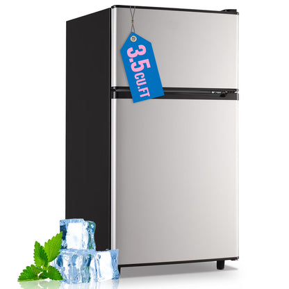 WANAI 3.5 Cubic feet Small Refrigerator with Freezer on Top Double Door Mini Fridge New White
