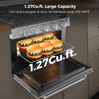 CAMPLUX 21 In RV Stove Gas Range , Gas Range Oven with 3 Burners Cooktop