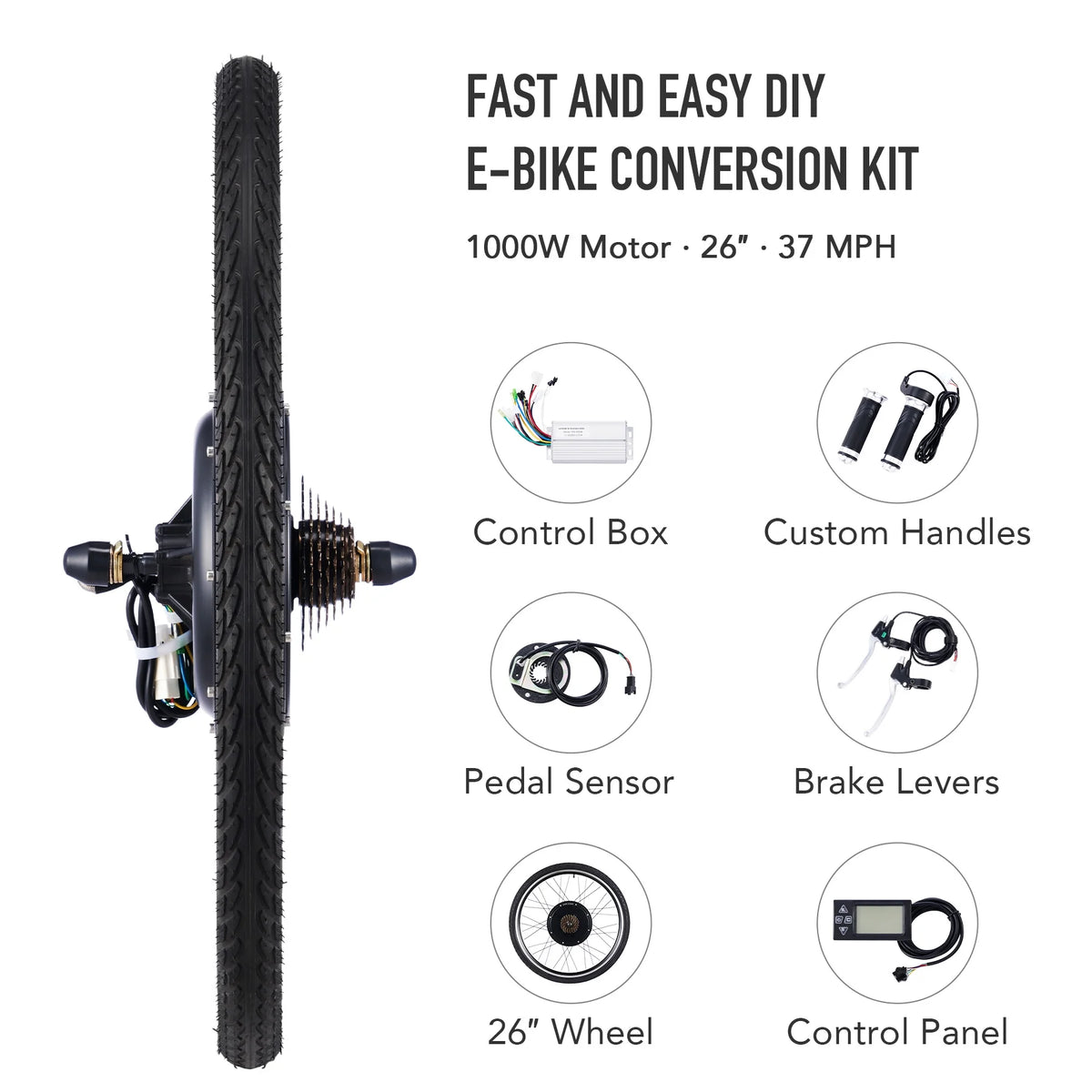 Viribus Electric Bike Conversion Kit 26" Rear Wheel 1000W Hub Motor LCD eBike DIY Set