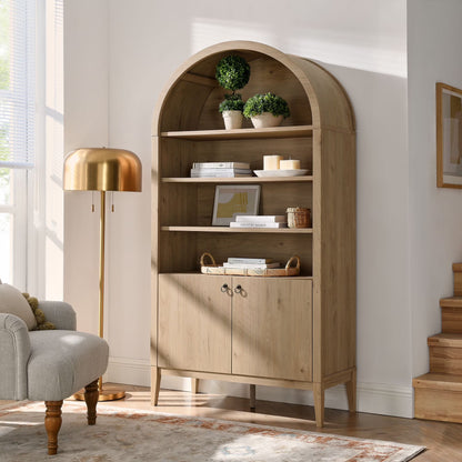 Modway Nolan 74" Tall Arched Storage Display Cabinet Bookshelf in Black