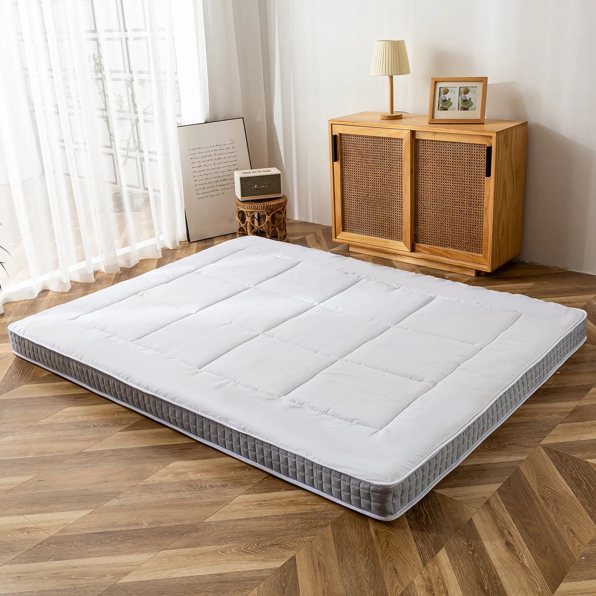 Futon Mattress, Padded Japanese Floor Mattress Quilted Bed Mattress Topper, Extra Thick Folding Sleeping Pad, Dark Grey, Twin