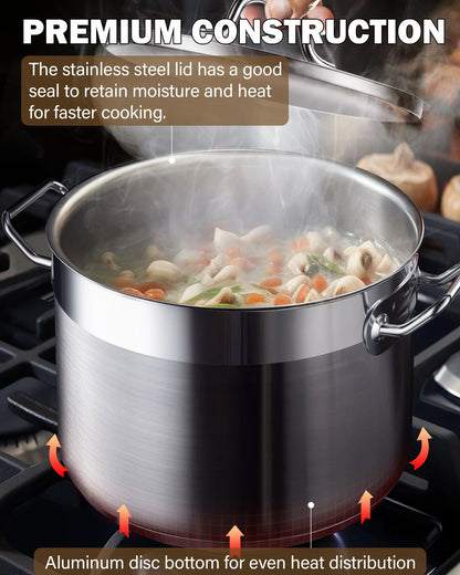 Cooks Standard Kitchen Cookware Sets Stainless Steel, Oven Safe Professional Pots and Pans Include Saucepan, Saut�� Pan, Stockpot with Lids, 8-Piece, Silver