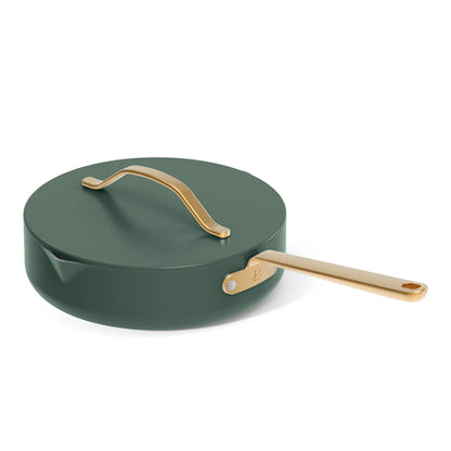 Beautiful 12pc Ceramic Non-Stick Cookware Set with Strainer Lids, White Icing by Drew Barrymore
