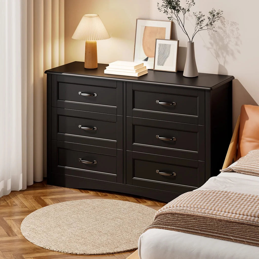 Aiho 4 Pieces Bedroom Furniture Set, Includes Queen Bed Frame, Nightstands Set of 2, Double Wide 6-Drawer Dresser - White