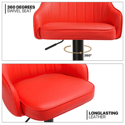 MoNiBloom 3 Piece Bar Table and Chair Set, 31.5" Adjustable-Heigh Pub Table and PU Leather Bar Stools for Home Kitchen