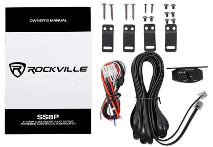 Rockville SS8P 400 Watt Slim Under-Seat Powered Car/Truck Subwoofer Sub+Amp Kit