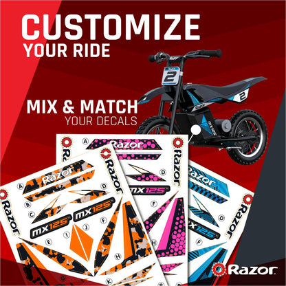 Razor Dirt Rocket MX125 Electric-Powered Dirt Bike - Black with Decal Included. for Child 5+