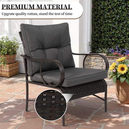 Patio Sofa Set, 4 Pieces Outdoor Sectional Furniture, All-Weather PE Rattan Wicker Patio Conversation Set, Cushioned Sofa Set with Coffee Table for Patio Garden Poolside Deck