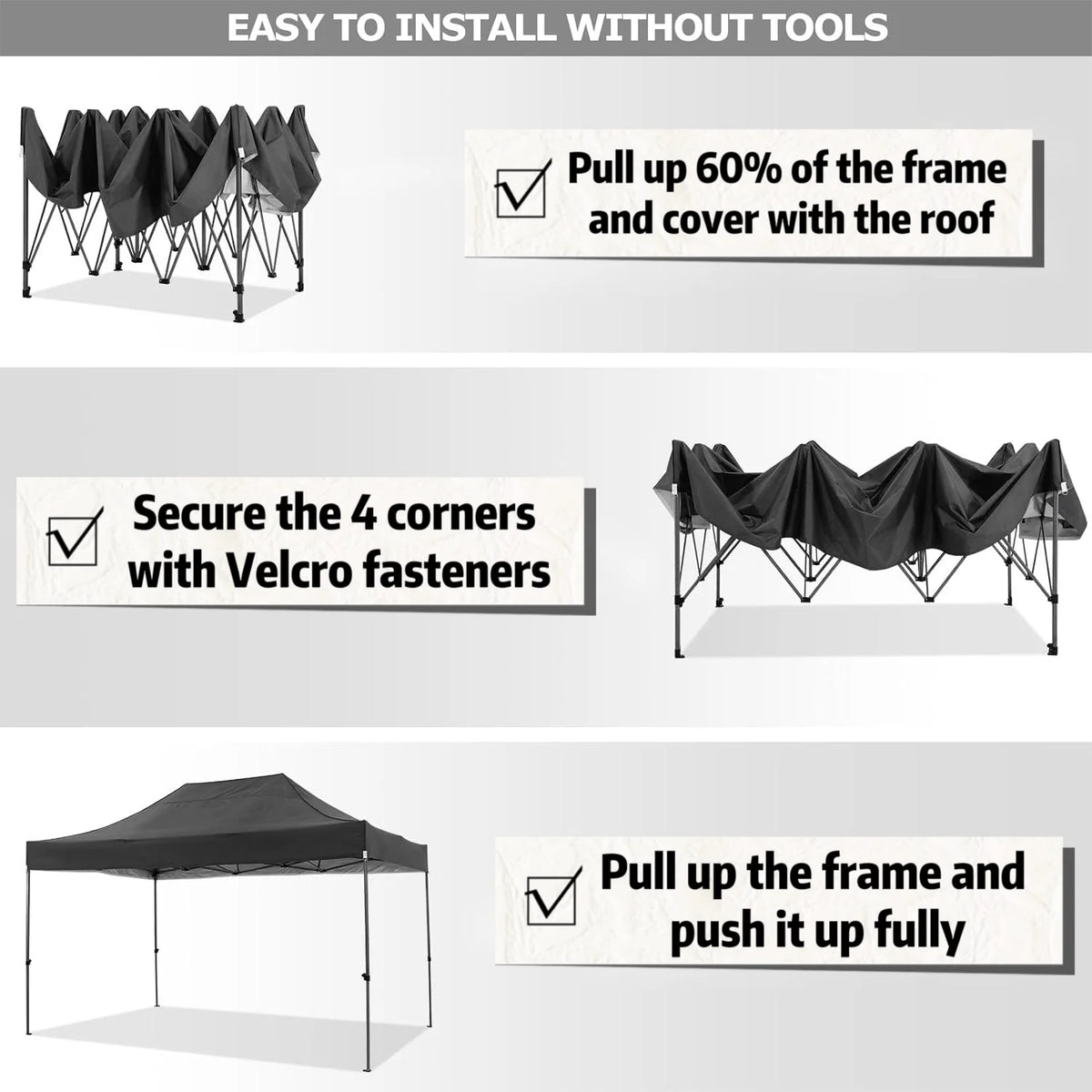 COBIZI 10x20 Heavy Duty Pop up Canopy Tent with 6 sidewalls Easy Up Commercial Outdoor Canopy Wedding Party Tent for Beach All Season Wind & Waterproof Gazebo with Roller Bag,Black(Frame Thickened)
