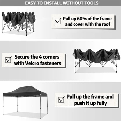 COBIZI 10x20 Heavy Duty Pop up Canopy Tent with 6 sidewalls Easy Up Commercial Outdoor Canopy Wedding Party Tent for Beach All Season Wind & Waterproof Gazebo with Roller Bag,Black(Frame Thickened)