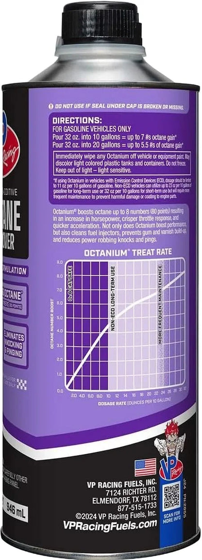 VP Racing Fuels 2855, Madditive Octanium Octane Booster Racing Formula - Quart (8 Pack)