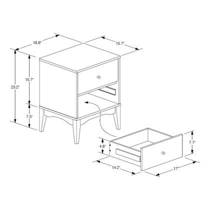 Baxton Studio Landis Mid-Century Modern Ash Walnut Finished Wood 2-Drawer Nightstand