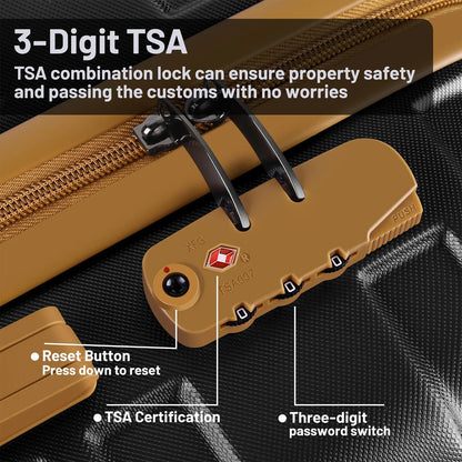 3 Piece Luggage Sets and Travel Duffel Bag, ABS Hardshell Hardside Checked Luggage with TSA Lock and Double Spinner Wheels Suitcase, Black