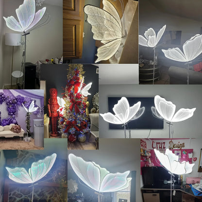 2-Pack Romantic Butterfly Floor Lamp with LED Lights, White & Gold Options, for Wedding, Party, Home Decor, Hanging Chandelier (Multiple Sizes, US Plug)