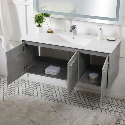 Elegant Kitchen and Bath 48 Inch  Single Bathroom Floating Vanity In Concrete Grey