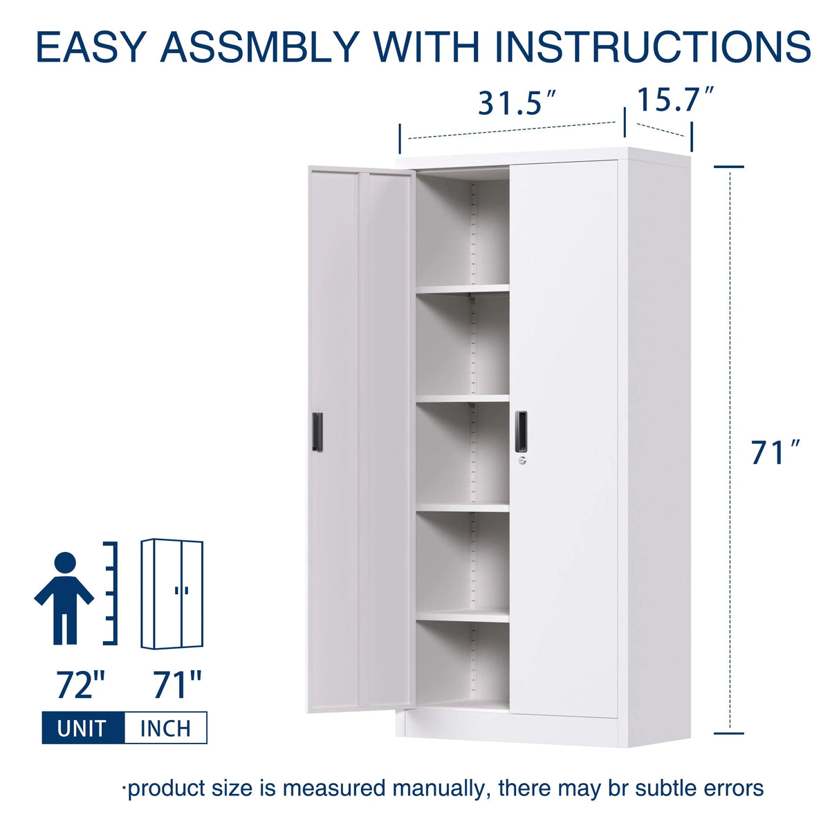 Aobabo 71.41''H Metal Garage Storage Cabinet with Lockable Doors and Hanging Rod,Broom Closet Storage Cabinet with Pegboard and Adjustable Shelves for Home Office School,Required Assembly,Black