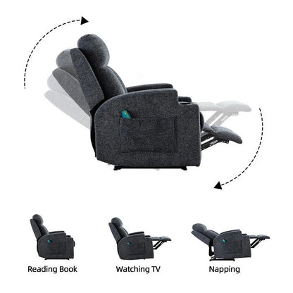 Bonzy Home Heated Manual Massage Recliner with Cup Holder Padded Breathable Fabric Recliner, Home Theater Seating��Navy