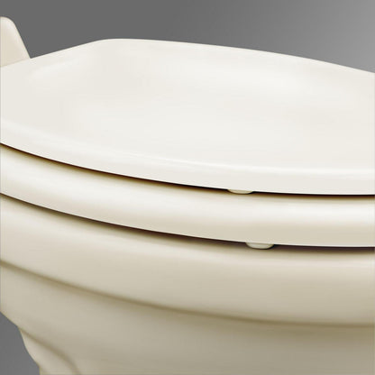 Dometic 320 RV Toilet - Gravity Flush with enameled wood seat - Standard Height Flush with Foot Pedal for RVs. Trailers. and Outdoor Campers
