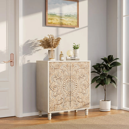 COSIEST Vintage Sideboard Cabinet, Farmhouse Buffet with Adjustable Shelf for Kitchen, Dining Room, Living Room